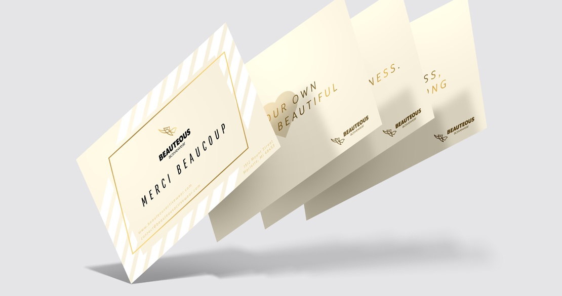 Beauteous Activewear Packaging Cards